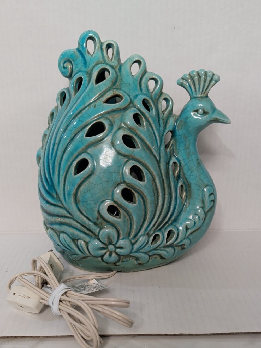 VTG Turquoise Peacock Ceramic Accent Lamp - Brand Unknown - Picture 11 of 11